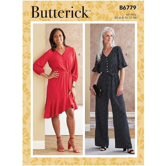 Butterick Sewing Pattern 6779 10758 Dress Jumpsuit Misses Size 6-14 - Picture 1 of 4